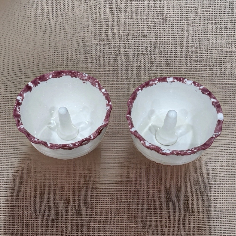 Apple Bakers Dish Joyce Dempsey Ivory and Red Pottery Vintage Set of 2